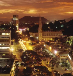 Aerial view of the city at night